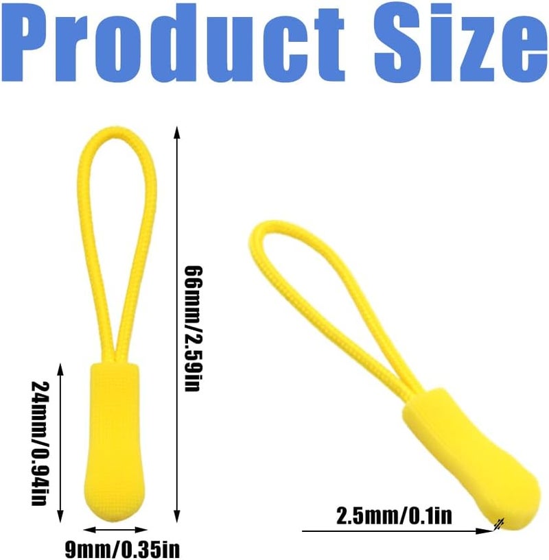 Ruidee 50 Pieces Zipper Pulls Zipper Tabs Zipper Pull Cord Extender Replacement Zipper Pulls for Backpacks, Jackets, Luggage, Purses, Handbags（Yellow） - Image 2